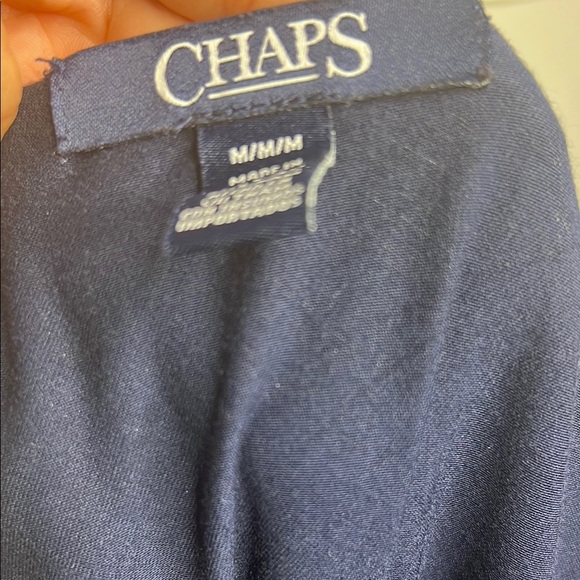 Chaps Blue Asymmetrical Ruffled Blouse - Picture 4 of 5